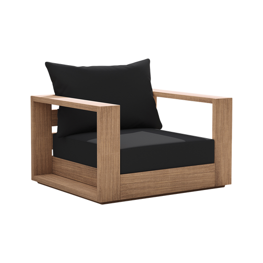 Outdoor Lounge Chair in Black with Curved Seat Design