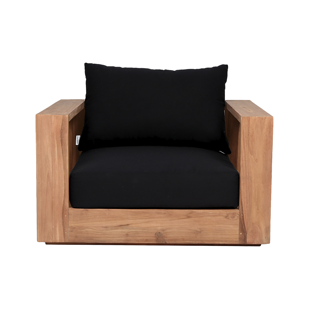 Outdoor Lounge Chair in Black with Curved Seat Design
