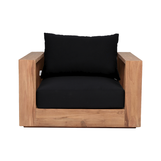 Outdoor Lounge Chair in Black with Curved Seat Design