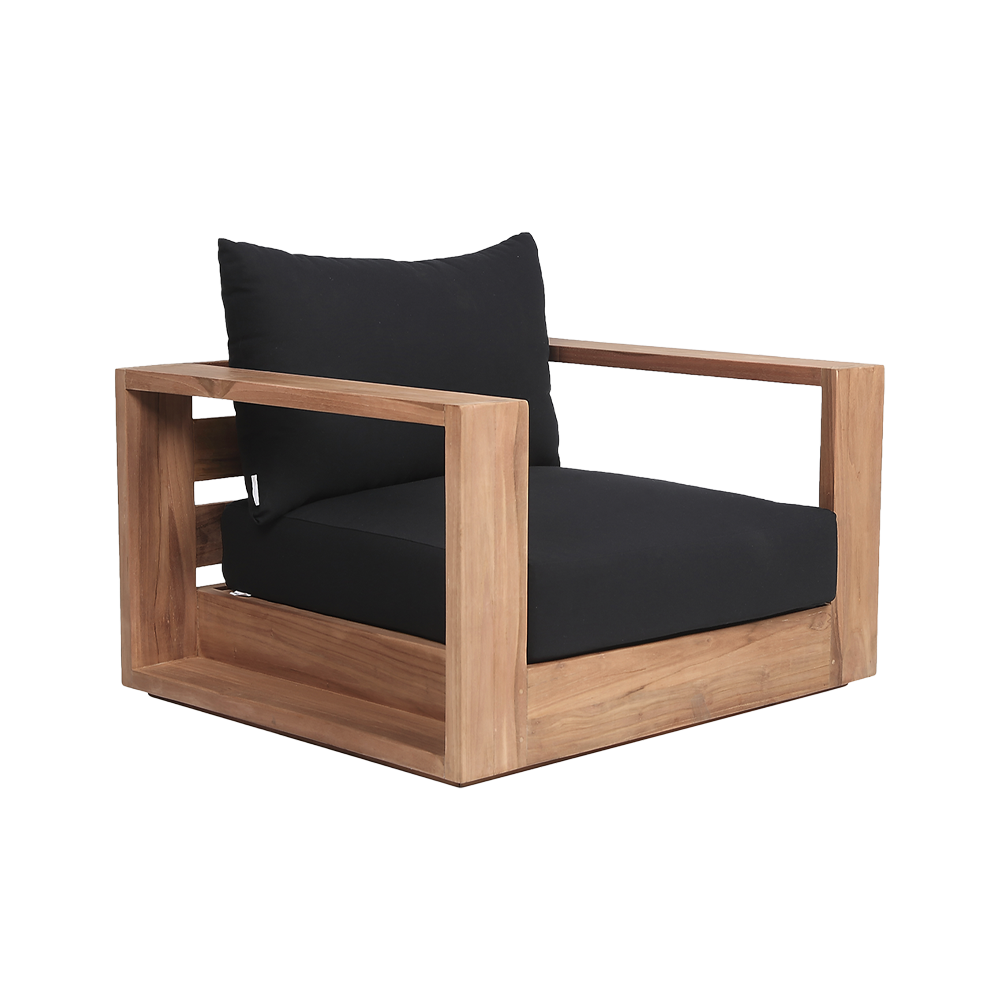 Outdoor Lounge Chair in Black with Curved Seat Design