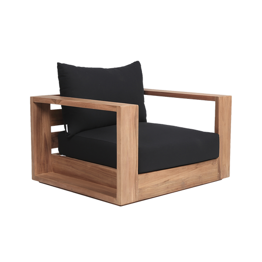 Outdoor Lounge Chair in Black with Curved Seat Design