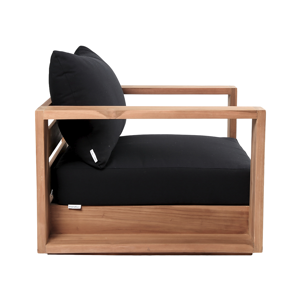 Outdoor Lounge Chair in Black with Curved Seat Design