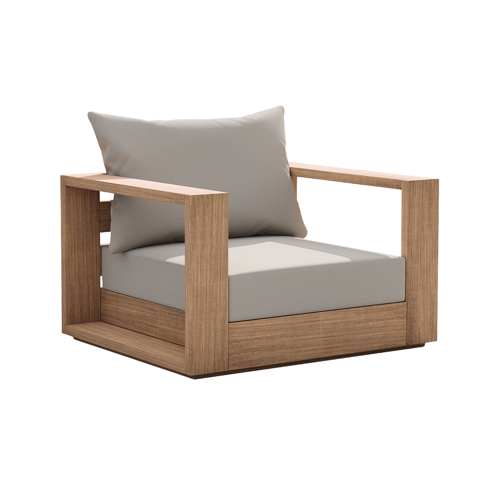 Outdoor Lounge Chair in Gray with Weather-Resistant Fabric