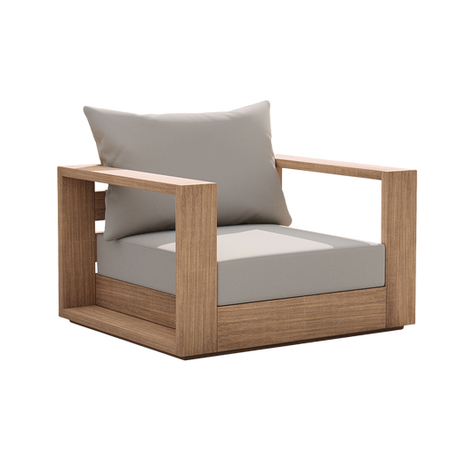 Outdoor Lounge Chair in Gray with Weather-Resistant Fabric