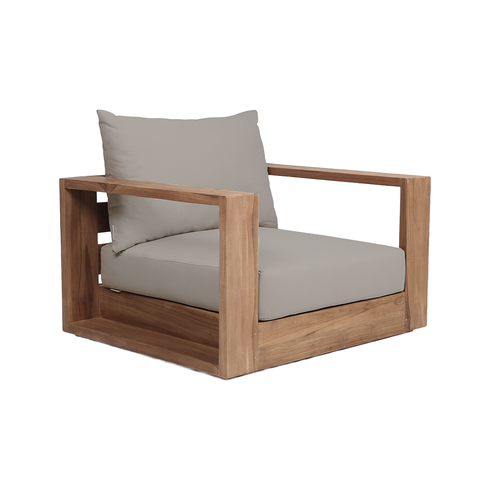 Outdoor Lounge Chair in Gray with Weather-Resistant Fabric