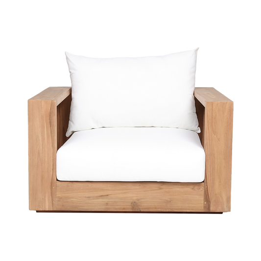 Outdoor Lounge Chair in White with Curved Seat Design