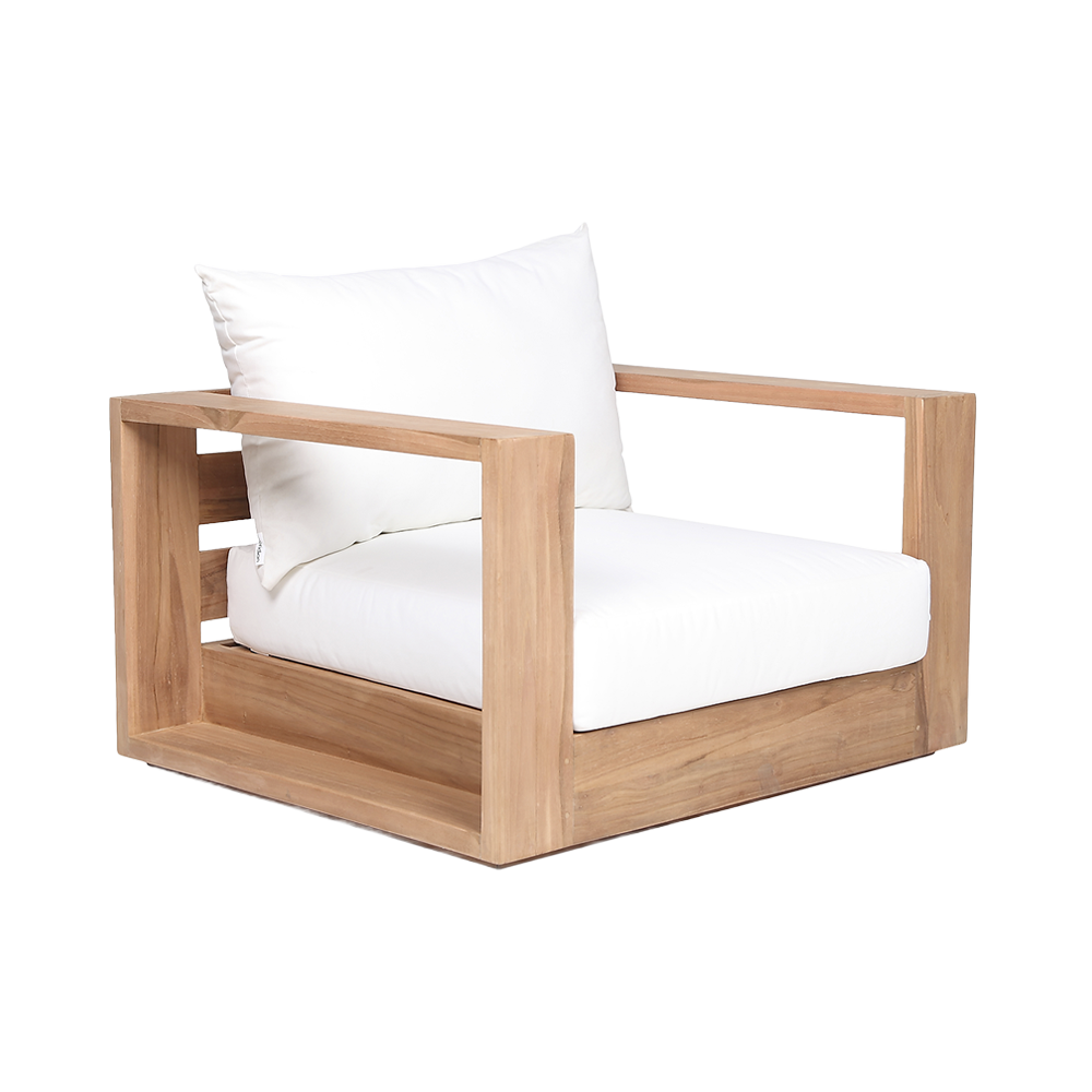 Outdoor Lounge Chair in White with Curved Seat Design