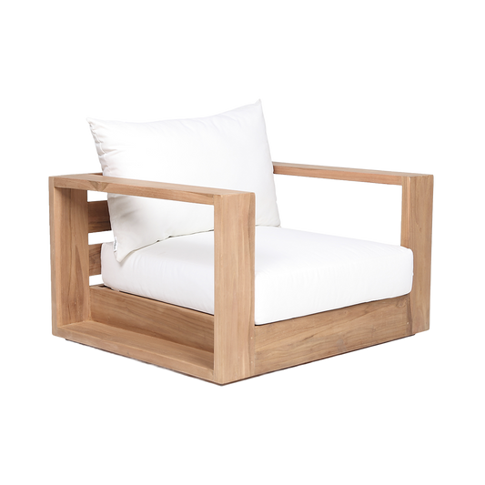 Outdoor Lounge Chair in White with Curved Seat Design
