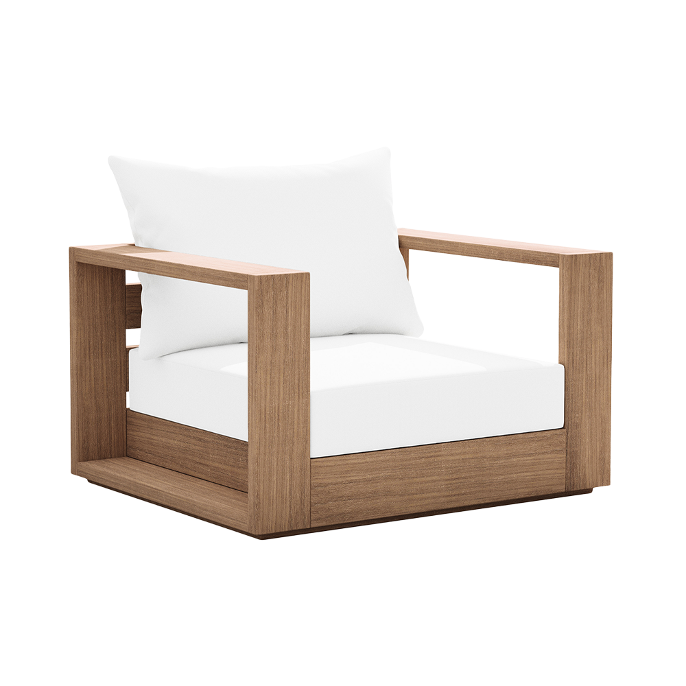 Outdoor Lounge Chair in White with Curved Seat Design