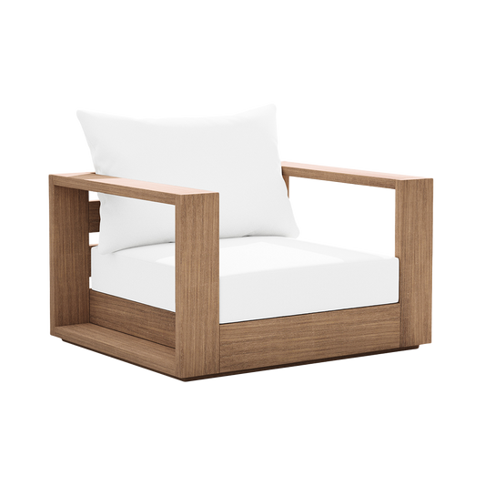 Outdoor Lounge Chair in White with Curved Seat Design