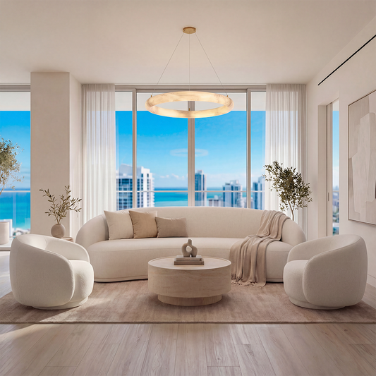 Lounge Chair in White with Curved Back Design