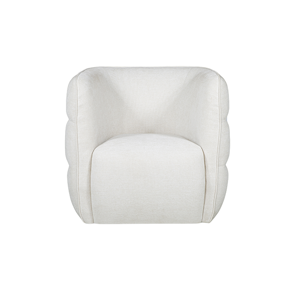 Lounge Chair in Soft Ivory with Curved Back Design