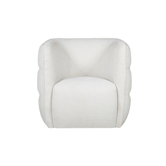 Lounge Chair in Soft Ivory with Curved Back Design