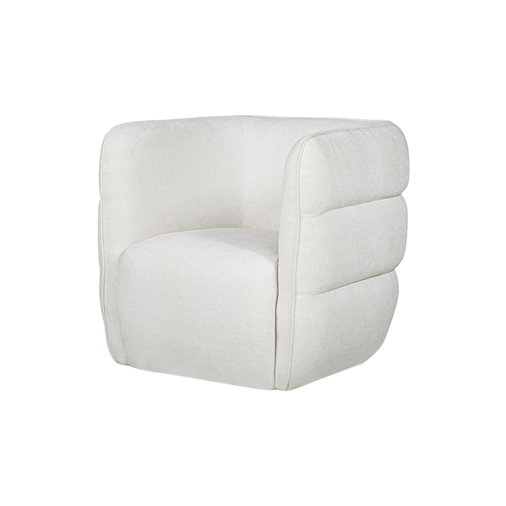 Lounge Chair in Soft Ivory with Curved Back Design