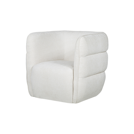 Lounge Chair in Soft Ivory with Curved Back Design