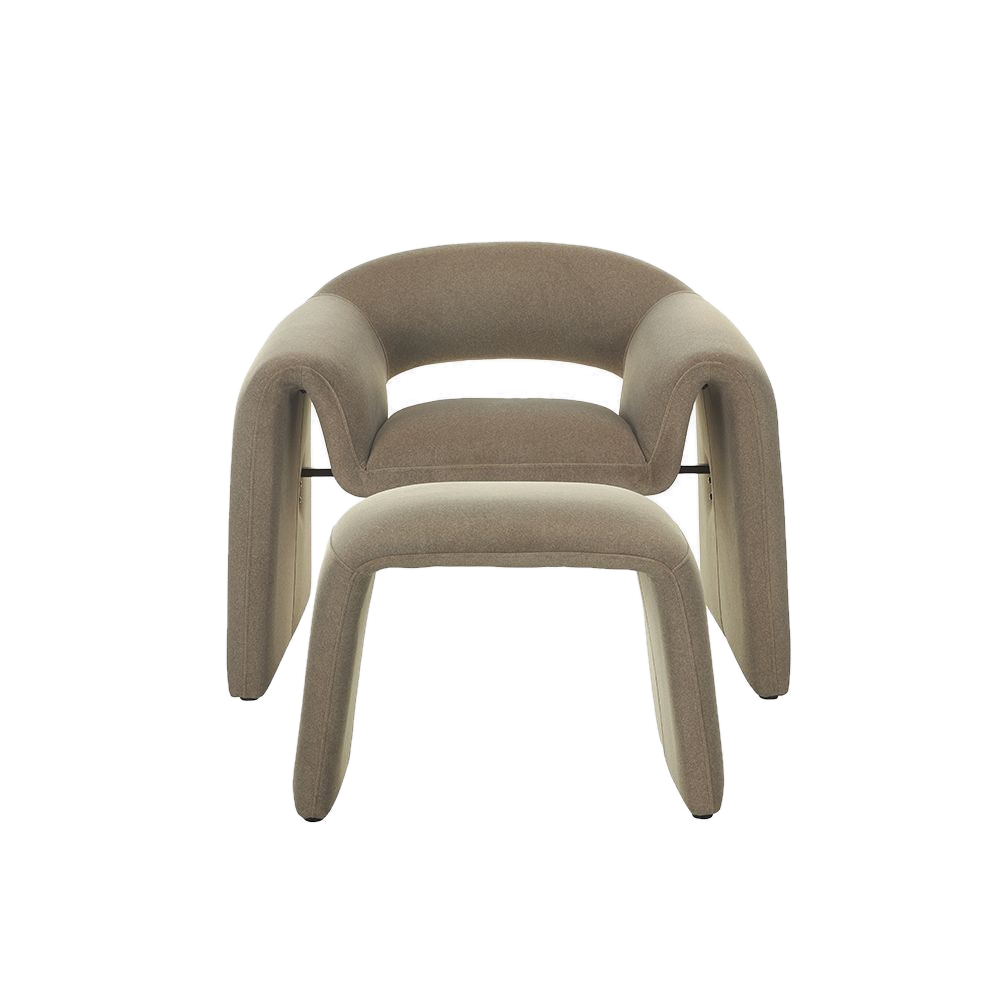 Lounge Chair in Soft Taupe with Coordinating Ottoman