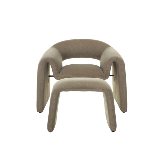 Lounge Chair in Soft Taupe with Coordinating Ottoman