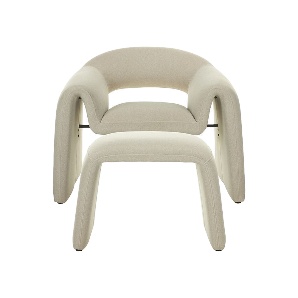 Lounge Chair in Light Mocha with Matching Ottoman