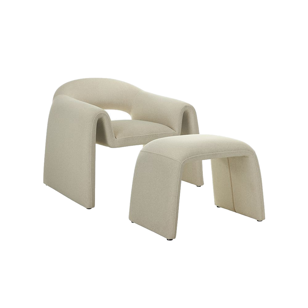 Lounge Chair in Light Mocha with Matching Ottoman