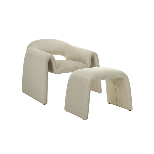Lounge Chair in Light Mocha with Matching Ottoman
