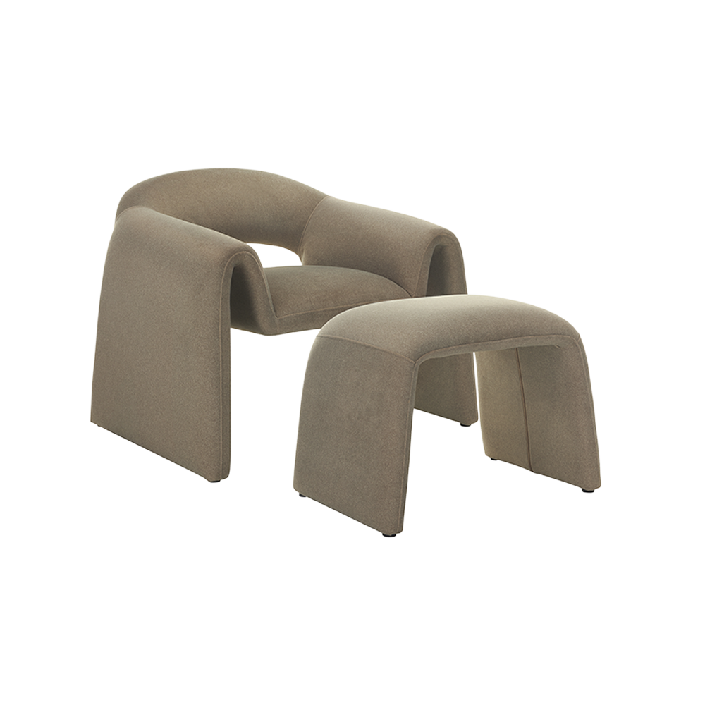 Lounge Chair in Soft Taupe with Coordinating Ottoman