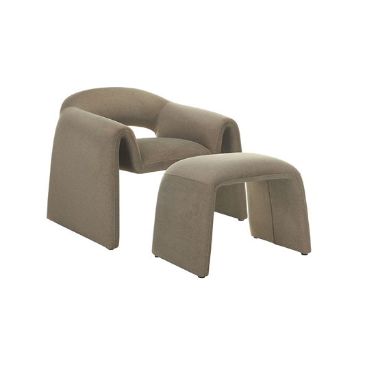 Lounge Chair in Soft Taupe with Coordinating Ottoman