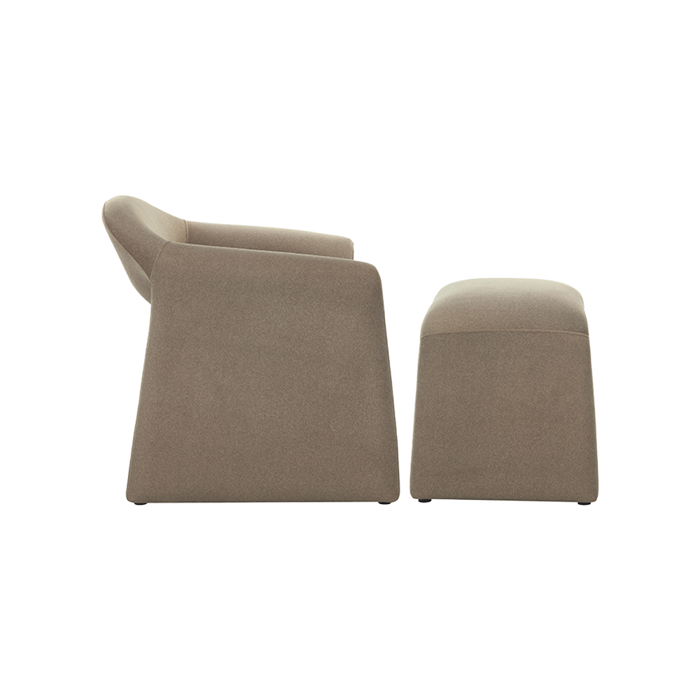 Lounge Chair in Soft Taupe with Coordinating Ottoman