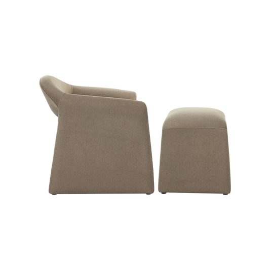 Lounge Chair in Soft Taupe with Coordinating Ottoman