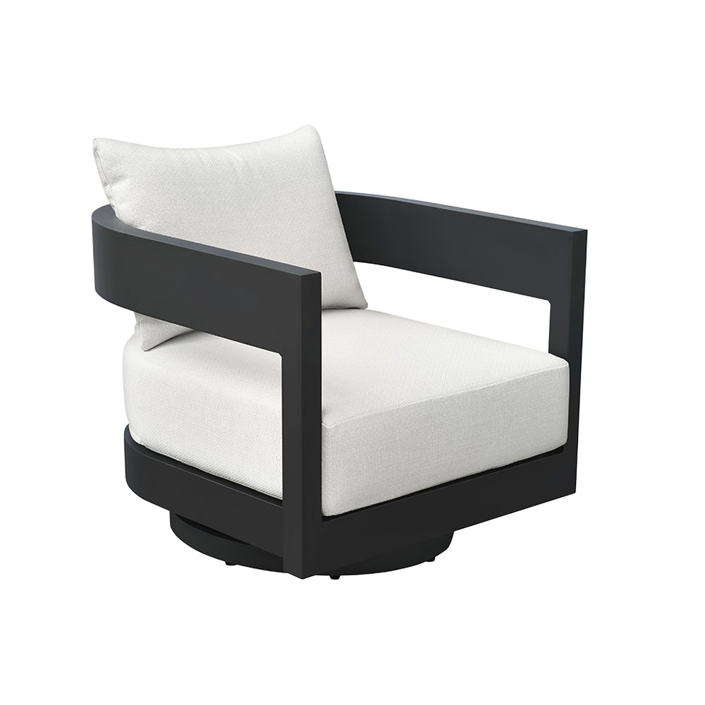 Onda Swivel Outdoor Lounge Chair with Curved Seat Design