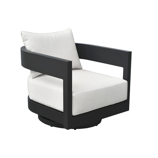 Onda Swivel Outdoor Lounge Chair with Curved Seat Design