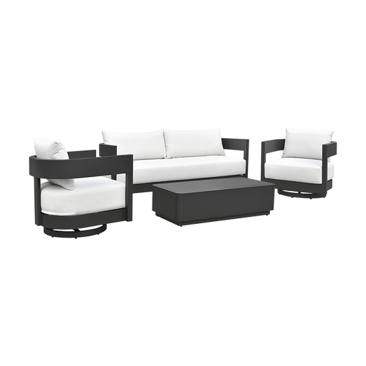 Onda Swivel Outdoor Lounge Chair with Curved Seat Design