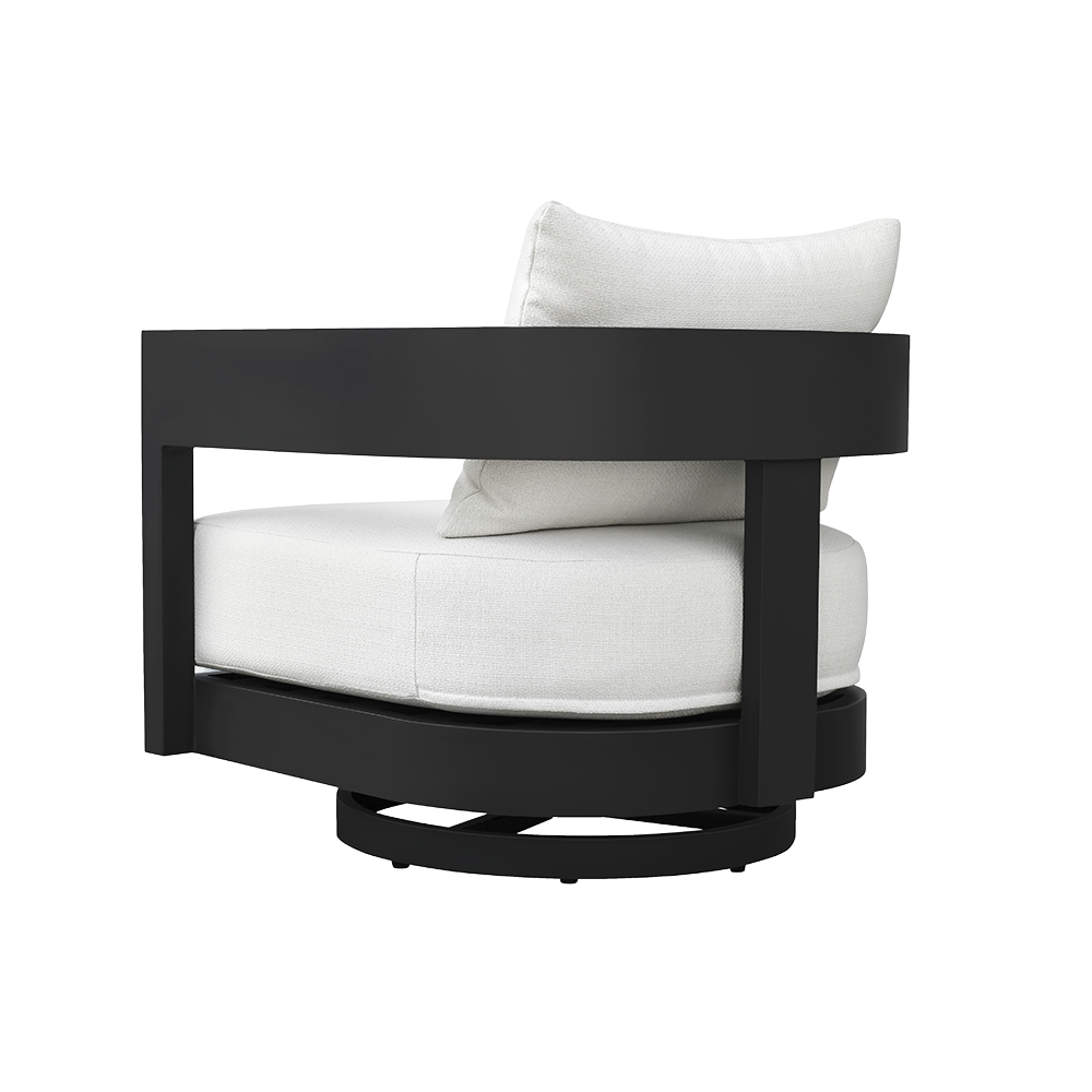 Onda Swivel Outdoor Lounge Chair with Curved Seat Design