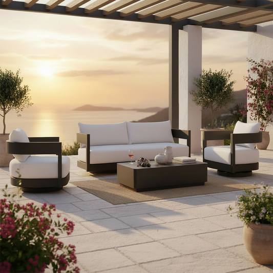 Onda Swivel Outdoor Lounge Chair with Curved Seat Design