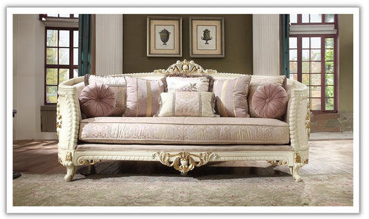 Oyster Bay Sofa with Curved Arms and Soft Fabric