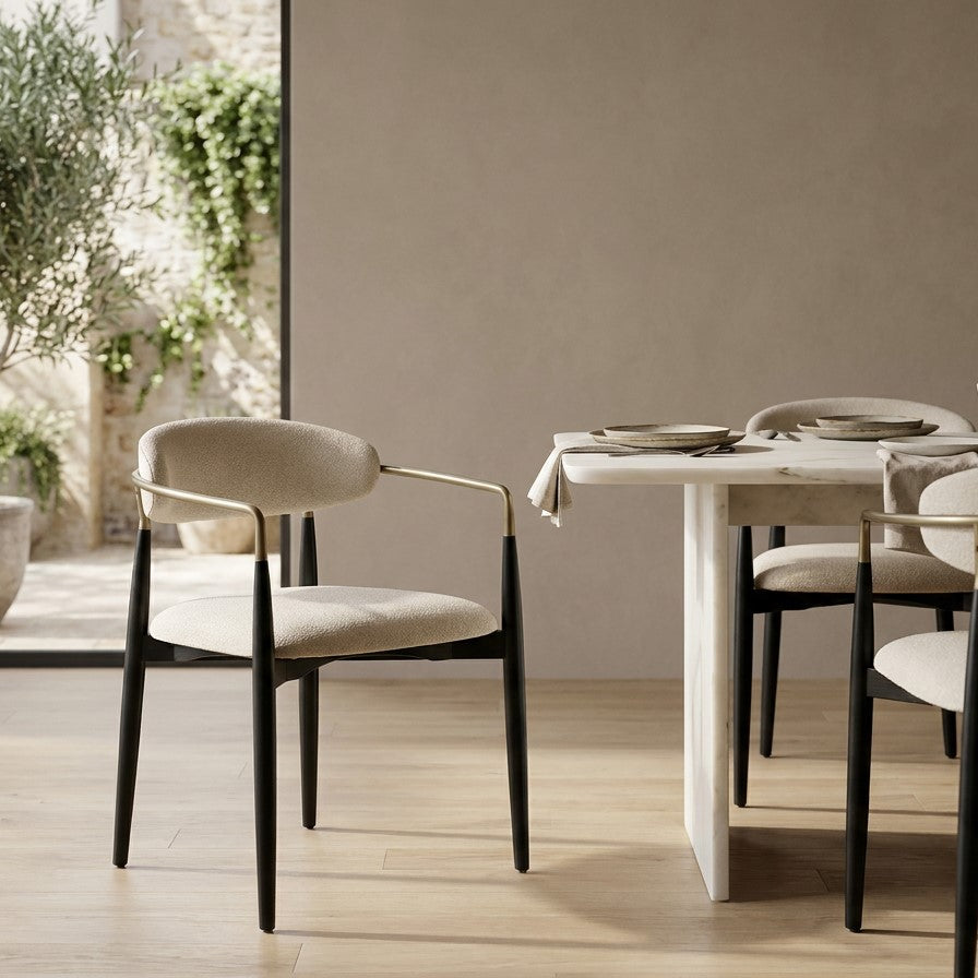 Dining Chair Black with Curved Backrest