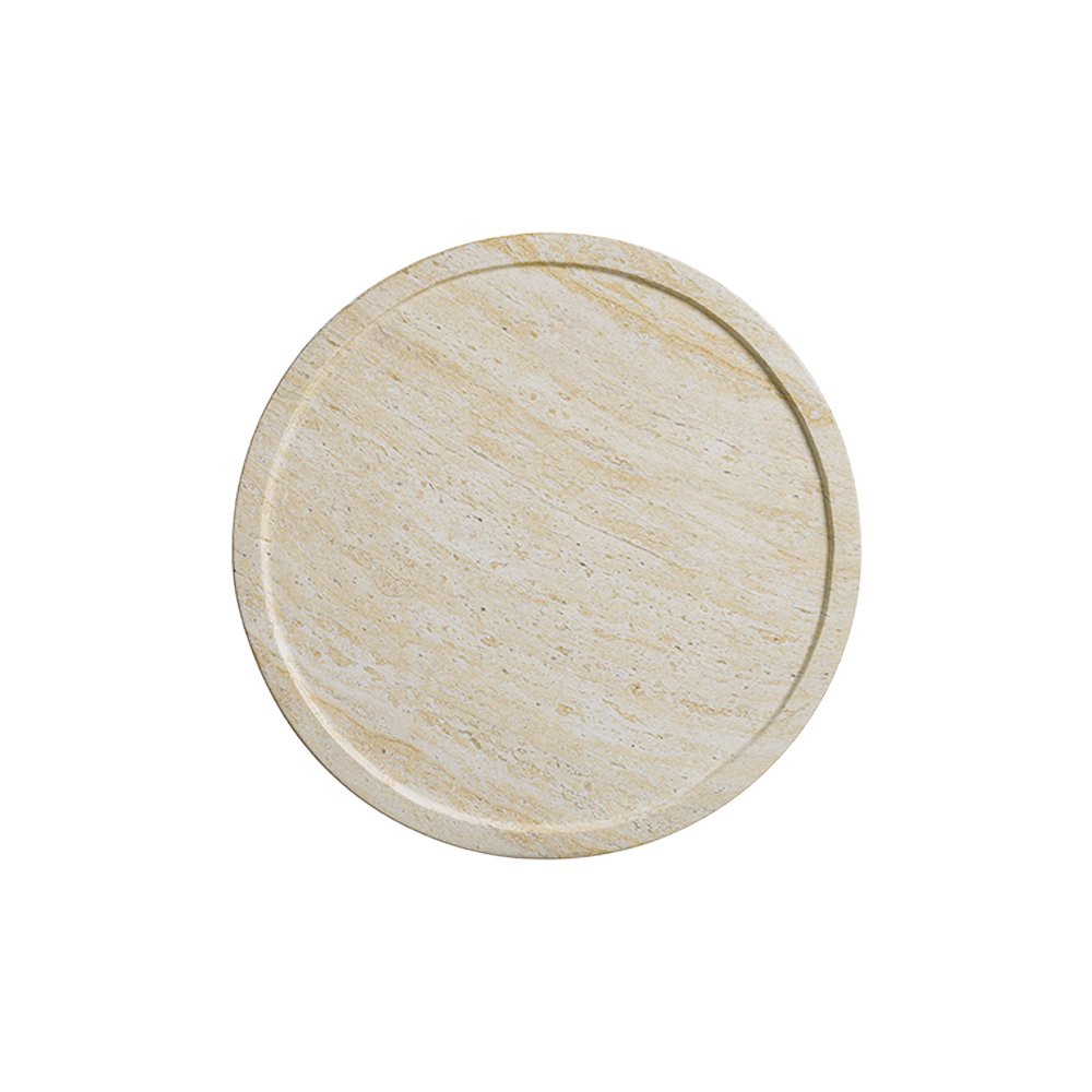 Side Table with Travertine Top and Sleek Design