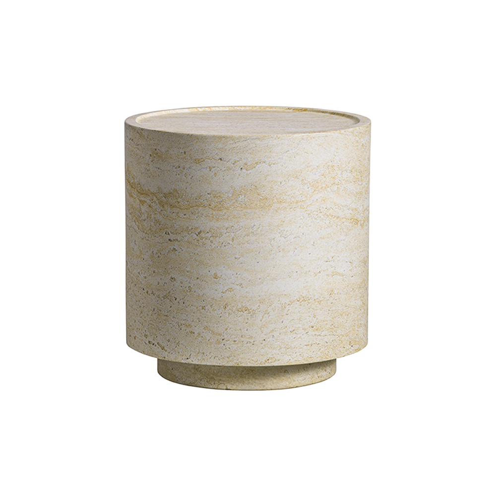 Side Table with Travertine Top and Sleek Design
