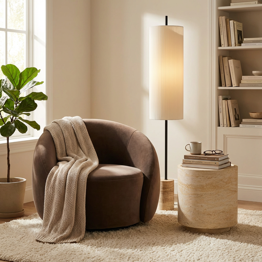 Side Table with Travertine Top and Sleek Design