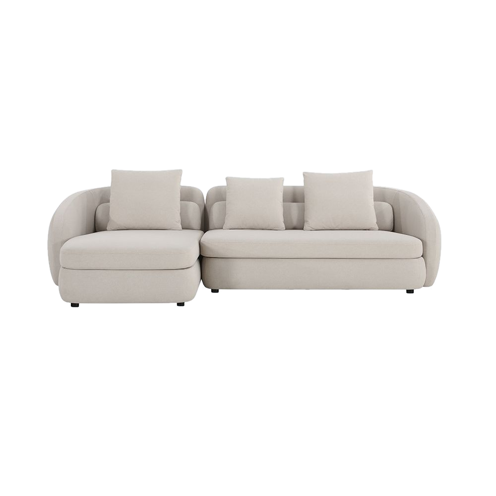 Sectional Sofa in Beige with L-Shaped Design