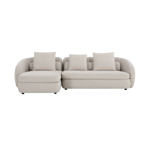 Sectional Sofa in Beige with L-Shaped Design