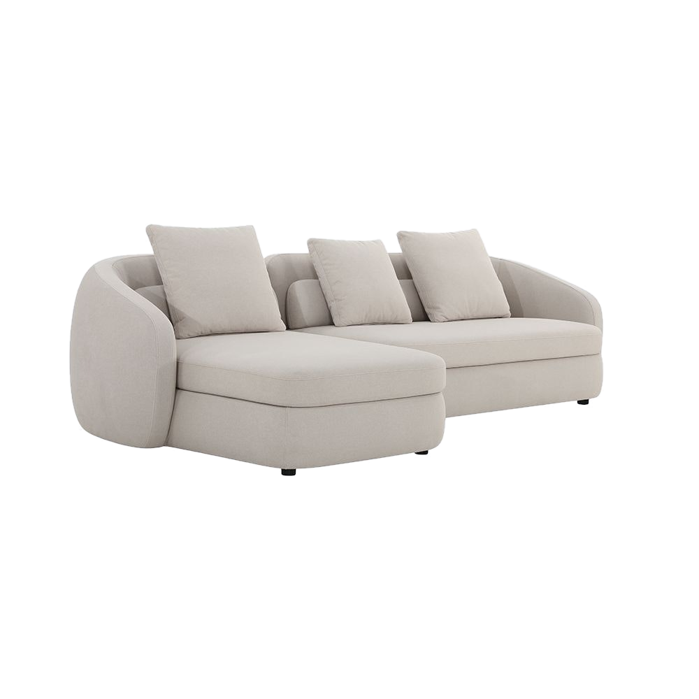 Sectional Sofa in Beige with L-Shaped Design