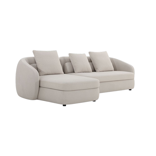 Sectional Sofa in Beige with L-Shaped Design