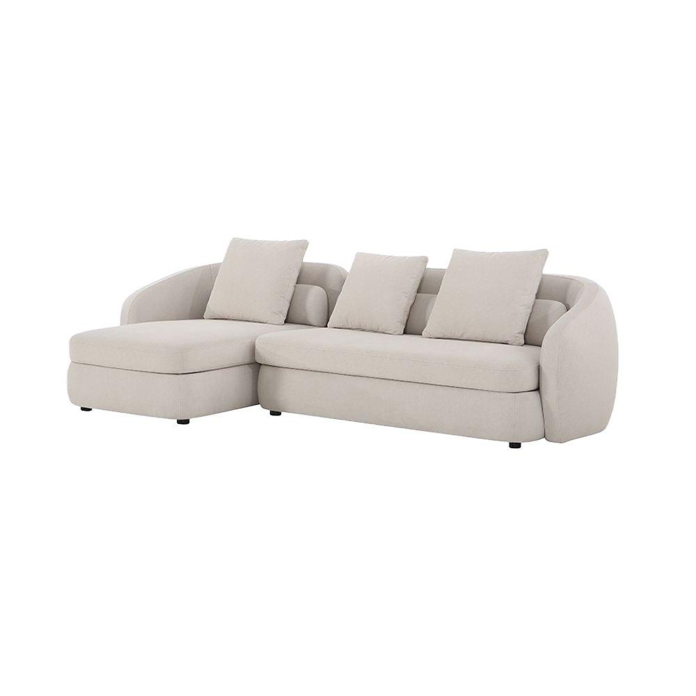 Sectional Sofa in Beige with L-Shaped Design