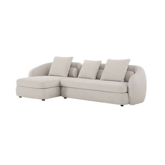 Sectional Sofa in Beige with L-Shaped Design