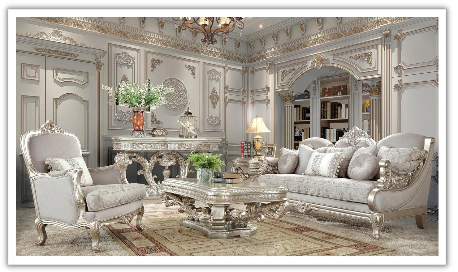 2-Seater Fabric Sofa in Metallic Silver with Sleek Arms