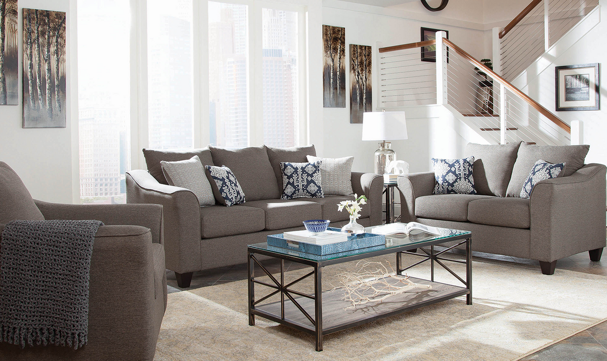 3-Seater Charcoal Gray Sofa with Flared Arms
