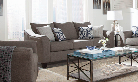 3-Seater Charcoal Gray Sofa with Flared Arms