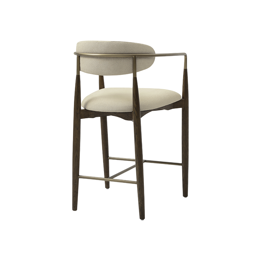 Counter Stool in Beige with Wooden Legs