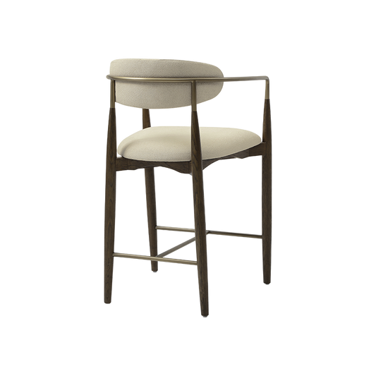 Counter Stool in Beige with Wooden Legs