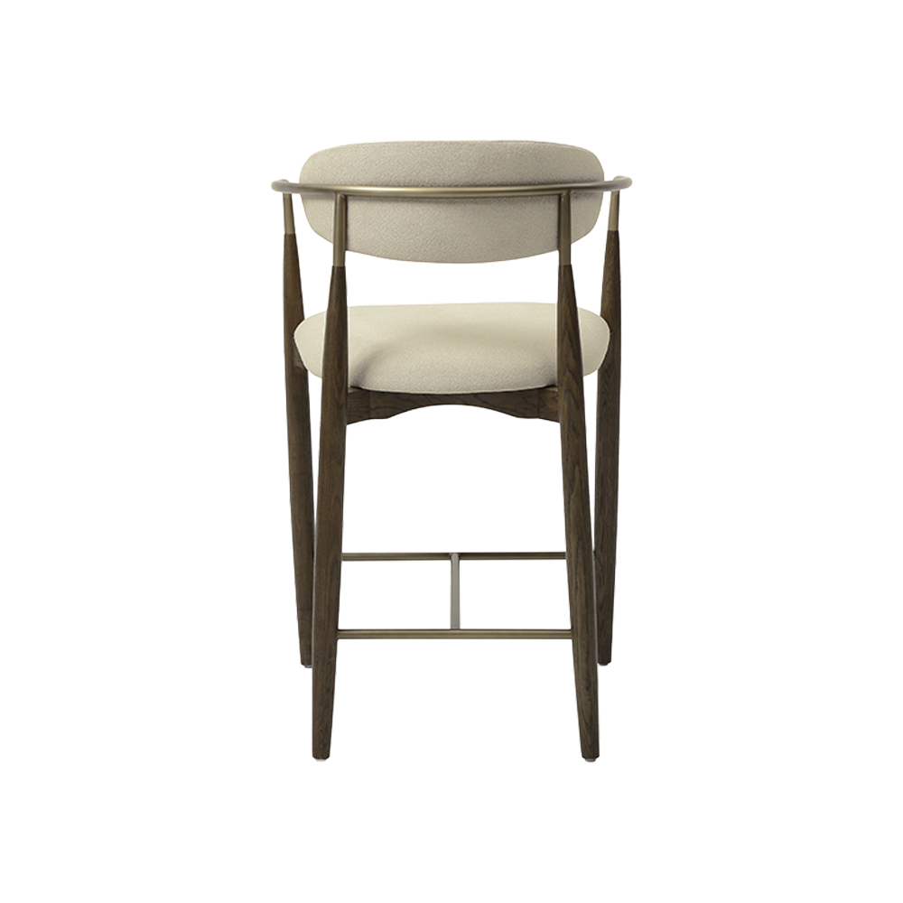 Counter Stool in Beige with Wooden Legs